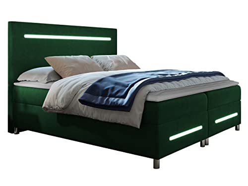 Mirjan24 Boxspringbett Saziro mit LED-Beleuchtung Bett mit Kopfteil für Schlafzimmer Continentalbett Doppelbett mit 2 Bettkästen Matratze + Topper Polsterbett Bettgestell (Fresh 13, 160 x 200 cm) von Mirjan24