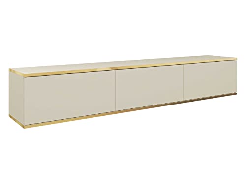 Mirjan24 TV Lowboard Orenate 175, Griffloses Öffnungssystem, 3 Klappe/Tür, TV Board Sideboard, Unterschrank, Fernsehschrank, TV Tisch, Fernsehtisch (Beige/Beige + Gold) von Mirjan24