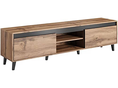 Mirjan24 TV Lowboard Kaspro II mit 2 Klappen und Einlegeplatten, Holz-Optik, TV Tisch, TV-Bank, Fernsehschrank Fernsehtisch Schrank (Wotan/Anthrazit) von Mirjan24