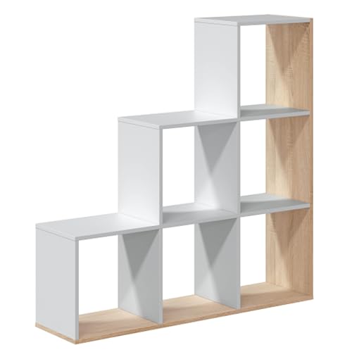 Miroytengo Bücherregal für Wohnzimmer, Taris im nordischen Stil, Weiß, Artik und kanadische Eiche, 108 x 110 x 28 cm von Miroytengo