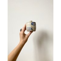 steinzeug Keramikdose Mit Deckel, Kleine Keramikdose, Beige von MissVintageBox