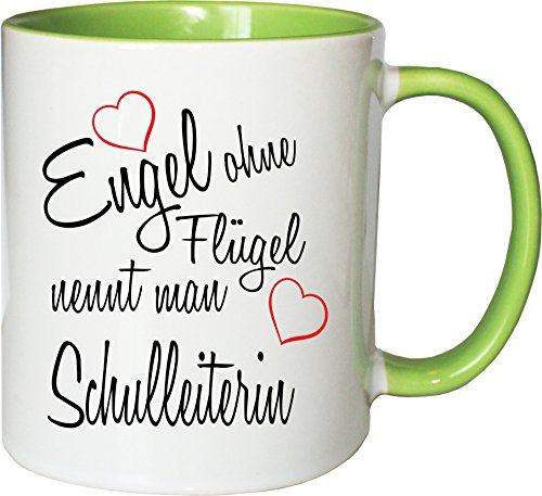 Mister Merchandise Becher Tasse Engel ohne Flügel nennt Man Schulleiterin Kaffee Kaffeetasse liebevoll Bedruckt Beruf Job Geschenk Weiß-Grün von Mister Merchandise