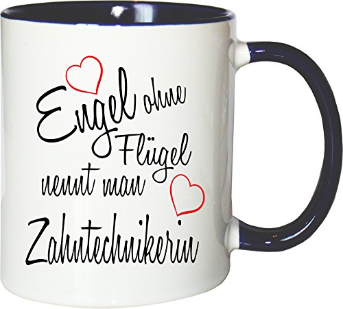 Mister Merchandise Becher Tasse Engel ohne Flügel nennt Man Zahntechnikerin Kaffee Kaffeetasse liebevoll Bedruckt Beruf Job Geschenk Weiß-Blau von Mister Merchandise