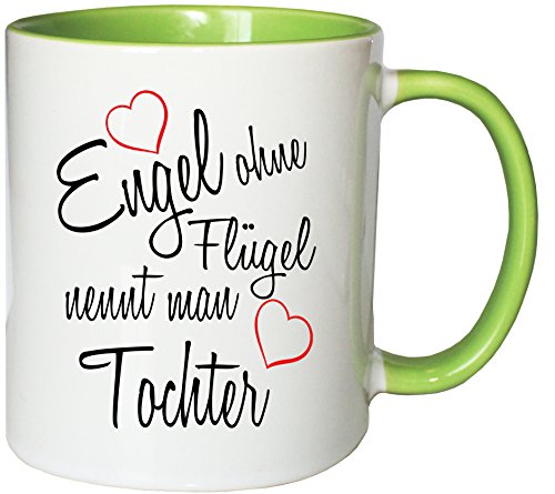 Mister Merchandise Kaffeebecher Tasse Engel ohne Flügel nennt Man Tochter Kind Geburt Schwanger Geschenk Geburtstag Wunschkind Teetasse Becher Weiß-Grün von Mister Merchandise