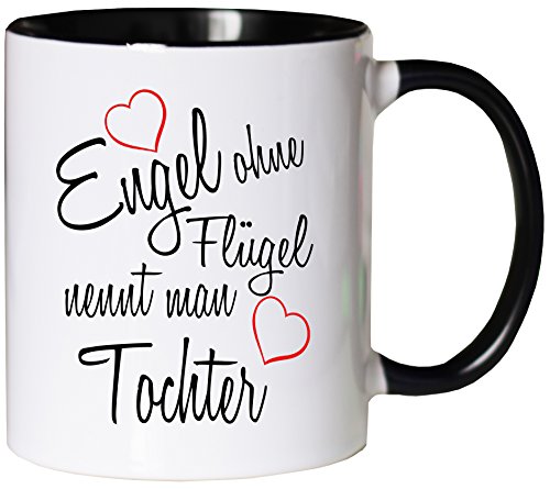 Mister Merchandise Kaffeebecher Tasse Engel ohne Flügel nennt Man Tochter Kind Geburt Schwanger Geschenk Geburtstag Wunschkind Teetasse Becher Weiß-Schwarz von Mister Merchandise