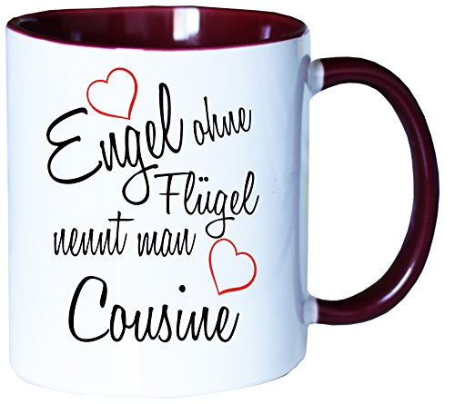 Mister Merchandise Kaffeebecher Tasse Engel ohne Flügel nennt Man Cousine Tante Tochter Onkel Schwanger Baby Teetasse Becher Weiß-Bordeaux von Mister Merchandise