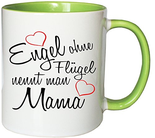 Mister Merchandise Kaffeebecher Tasse Engel ohne Flügel nennt Man Mama Mama Mutter Mutti Mami Kind Muttertag Teetasse Becher Weiß-Grün von Mister Merchandise