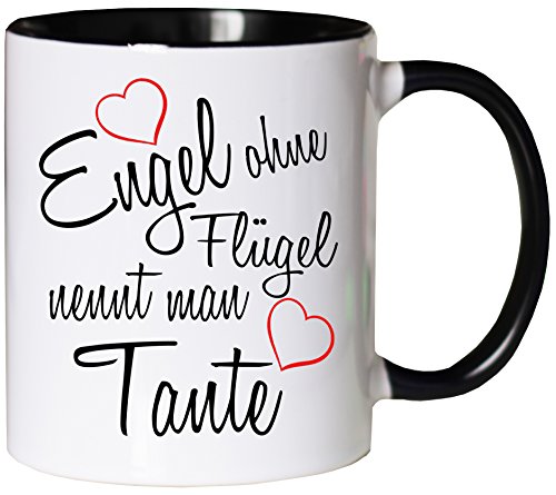 Mister Merchandise Kaffeebecher Tasse Engel ohne Flügel nennt Man Tante Schwanger Baby Pate Beste Freundin Tantchen Schwester Teetasse Becher Weiß-Schwarz von Mister Merchandise