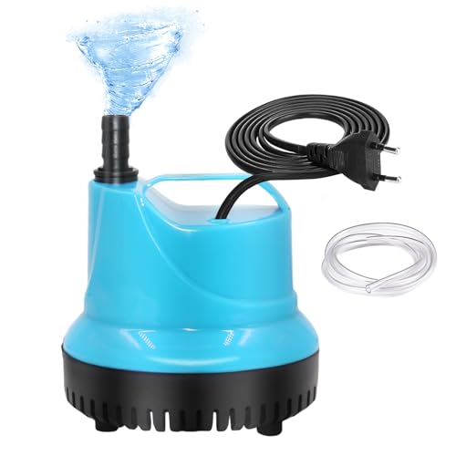 Aquarium Pumpe, 2500l/H Aquarium Tauchpumpe, Ultra Leise Mini Wasserpumpe, High Lift Mini Wasserpumpen, Springbrunnenpumpe mit 3 Düse & 2m Schlauch Schlauch für Teiche, Aquarium, Garten, Brunnen von Mitening