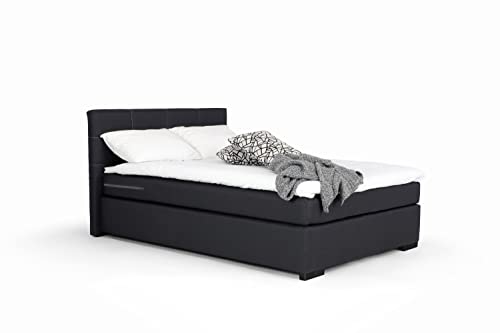 Mivano Beast Boxbett, Komfortables Bett mit Durchgehender Matratze (H3) und Topper, Flachgewebe Jam Schwarz, Liegefläche 120 x 200 cm von Mivano