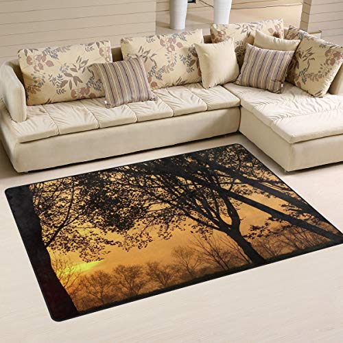 MNSRUU Fußmatte / Fußmatte / Fußmatte / Fußmatte, Motiv Sonnenaufgang / Baum / Wald, rutschfest, 50 x 80 cm von Mnsruu