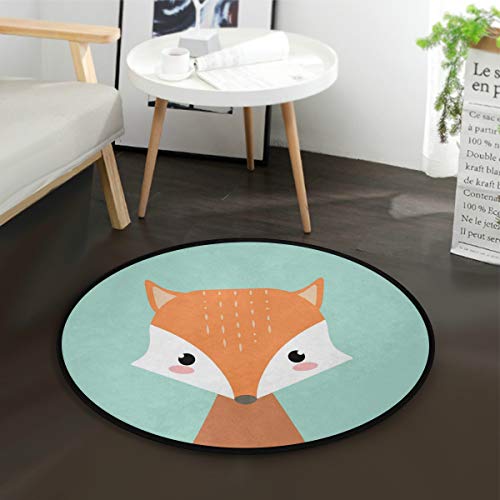 Mnsruu Cartoon-Hipster-Fuchs-Teppich, rund, für Wohnzimmer, Schlafzimmer, 92 cm Durchmesser Mnsruu Cartoon-Hipster-Fuchs-Teppich, rund, für Wohnzimmer, Schlafzimmer, 92 cm Durchmesser von Mnsruu
