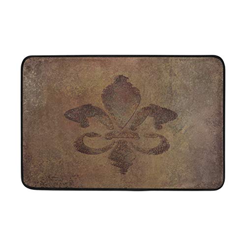 Mnsruu Fußmatte Fleur de Lis Grunge Muster Bereich Teppich für Schlafzimmer Haustür Badezimmer Teppich Bad Matte Küche Home Decor 40 x 60 cm von Mnsruu