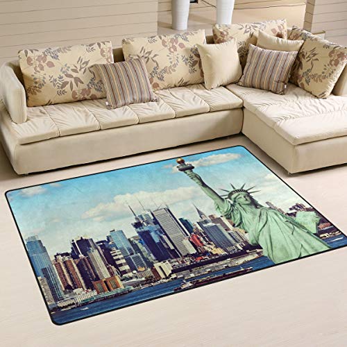 Mnsruu Vintage New York City Liberty Area Teppich Teppiche rutschfeste Bodenmatte Fußmatte Wohnzimmer Schlafzimmer 50 x 80 cm von Mnsruu