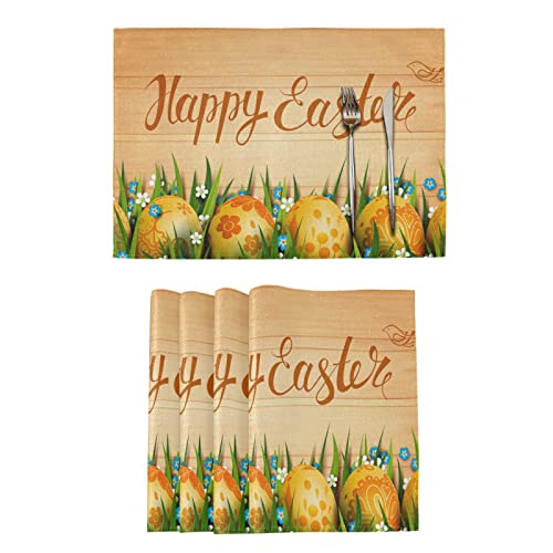 Mnsruu Ostern Platzsets 6er Set Frohe Eier Blumen Platzset Tischset Tischsets für Esszimmer Küche Tisch Abwaschbar, Farbe 1, 12*18inx6, B01C19012 von Mnsruu