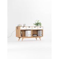 Highboard Ganz Aus Massivem Eichenholz, Aktenschrank, Kommode, Sideboard von MoWoodworkStore