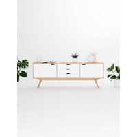 Sideboard Ganz Aus Massivem Eichenholz, Kommode, Rtv Schrank, Lowboard von MoWoodworkStore