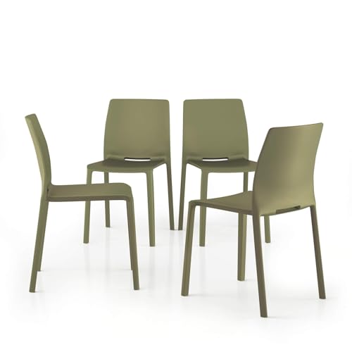 Mobili Fiver, Stühle Emma, 4er-Set, Olivgrün, Made In Italy von Mobili Fiver
