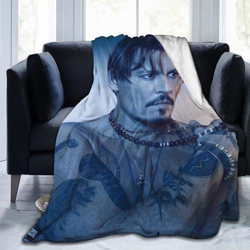 Johnny Star Depp Decke, warme, leichte und ultraweiche Flanell-Fleecedecke, Anti-Pilling-Plüschdecke für Bett, Couch, Sofa, Bettwäsche-Dekoration, 203,2 x 152,4 cm von Mobili