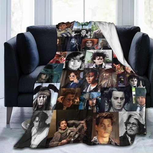 Mobili Johnny Star Depp Überwurfdecken, Collage-Decke, Bettwäsche, Decken, Sofadecken, Flanelldecken, Klimaanlagendecke, 203,2 x 152,4 cm von Mobili