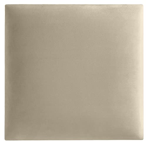 softwalls Wandkissen Samt mit 50mm Polsterung - Bett Kopfteil Wandpolster - Wandverkleidung - Wandpaneele | 30 x 30 Creme Beige von softwalls