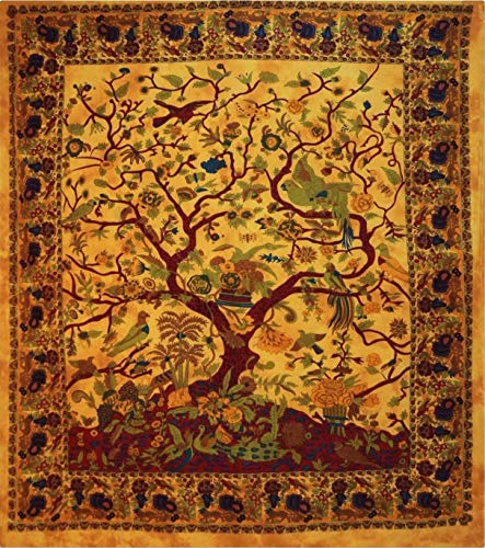 Wandteppich, Motiv: Baum des Lebens, indischer Hippie-Wandbehang, Bohemian-Tagesdecke, Mandala-Baumwolle, Wohnheimdekoration, Stranddecke von ModTradIndia