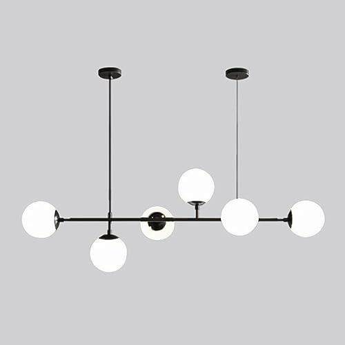 Moddeny 6 Licht E27 Moderner Kronleuchter Nordeuropa Glaskugel-Kronleuchter Industrielle 51-Zoll-Deckenpendellampe für Wohnzimmer Esszimmer Kunstdekoration Restaurant von Moddeny