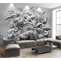 Blumen Tapete Abziehen Und Aufkleben, Große Wand Wandbild, Florales Vinyl Tapete, Leinwand von ModernMuralForYou