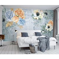 Große Wand Blumen Wandbild, Boho Tapete Abziehen Und Aufkleben, Vinyl Tapete, Leinwand von ModernMuralForYou