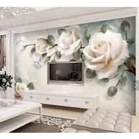 Rosen Tapete Schälen Und Aufkleben 3D Wandbild, Große Wand Blumen Tapete, Floral Vinyl Leinwand von ModernMuralForYou