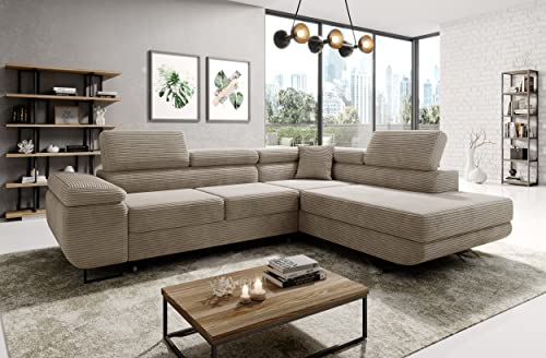 MODERNO Astorp Ecksofa Rechts mit Schlaffunktion Bettzeugbehälter, Eckcouch Schlafsofa Wohnzimmer Schlafzimmer, Möbel Sofas & Couches, Sofa Schlafcouch Couch Cord Beige 73x277x203cm MODERNO Astorp Ecksofa Rechts mit Schlaffunktion Bettzeugbehälter, Eckcouch Schlafsofa Wohnzimmer Schlafzimmer, Möbel Sofas & Couches, Sofa Schlafcouch Couch Cord Beige 73x277x203cm von Moderno Meble