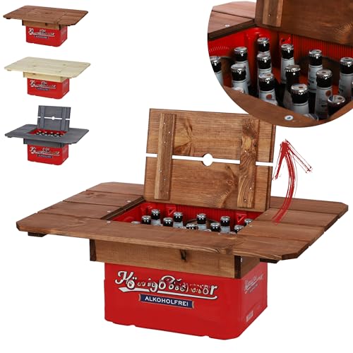 Modo24 Tischaufsatz Getränkekasten Bierkasten Holztisch Stehtisch Biertisch Farben 79x56 (Braun) von Modo24