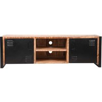 TV Lowboard aus Mangobaum Massivholz und schwarzem Metall 160 cm breit von Möbel Exclusive