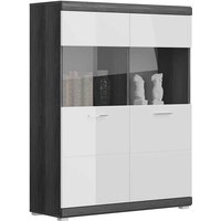 Highboard modern mit 2 Glastüren Hochglanz Front von Möbel4Life