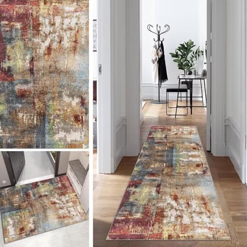 Bunt Läufer Teppich Lang Flur Läufer Abstrakte rutschfest Waschbar 120x450cm Modern Dauerhaft Flur Läuferteppich TeppichLäufer Küchen Korridor Polyester Anpassbar Meterware Bunt Läufer Teppich Lang Flur Läufer Abstrakte rutschfest Waschbar 120x450cm Modern Dauerhaft Flur Läuferteppich TeppichLäufer Küchen Korridor Polyester Anpassbar Meterware von Mogetal