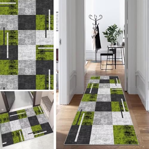 Läufer Flur Lang Küche Schlafzimmer rutschfest Waschbar 80x180cm Geometrische Grau Grün Teppich Läufer Dauerhaft Läuferteppich KüchenLäufer Korridor Polyester Anpassbar Meterware Läufer Flur Lang Küche Schlafzimmer rutschfest Waschbar 80x180cm Geometrische Grau Grün Teppich Läufer Dauerhaft Läuferteppich KüchenLäufer Korridor Polyester Anpassbar Meterware von Mogetal