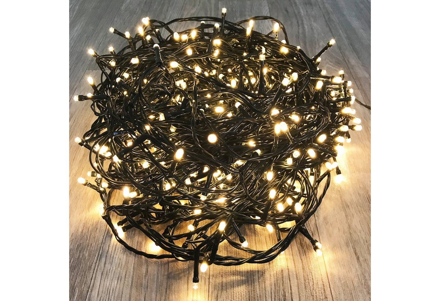 Mojawo Lichtervorhang LED Lichterkette für Außen warmweiß Kabel grün 480 LED's von Mojawo