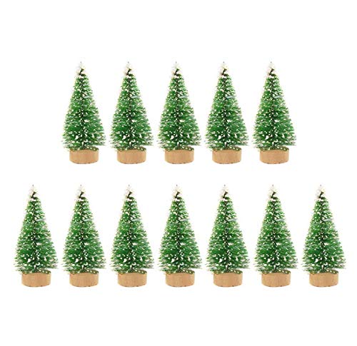 Molinter 12x Mini Weihnachtsbaum Künstlicher Weihnachten Baum Christbaum Tannenbaum mit ständer Weihnachtsdeko Weihnachten Deko Geschenk (Grün) von Molinter