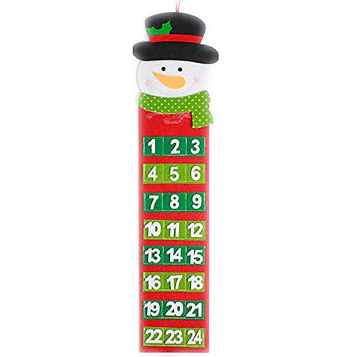 Molinter Adventskalender Weihnachten Kalender Filz 3D Hängenden Weihnachtsmann Schneemann 24 Tage Countdown bis für Tür Wand Dekoration (Schneemann) von Molinter