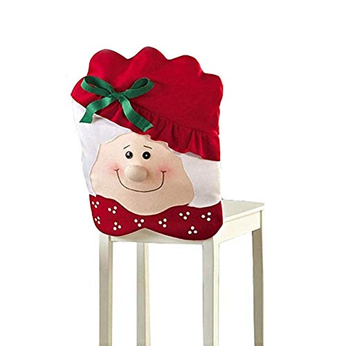Molinter Stuhlhusse Weihnachten Stuhlüberzug Stuhlbezug Nikolaus Stuhlabdeckung für Weihnachtstisch Esszimmer Haus Dekoration (Weihnachtsgroßmutter) von Molinter