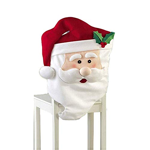Molinter Stuhlhusse Weihnachten Stuhlüberzug Stuhlbezug Nikolaus Stuhlabdeckung für Weihnachtstisch Esszimmer Haus Dekoration (Weihnachtsmann) von Molinter
