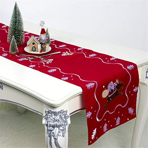 Molinter Tischläufer Weihnachten Tischband Baumwolle Leinen Tischdecke Desktop für Esszimmer Küche Dekoration 180X35CM (Rot) von Molinter