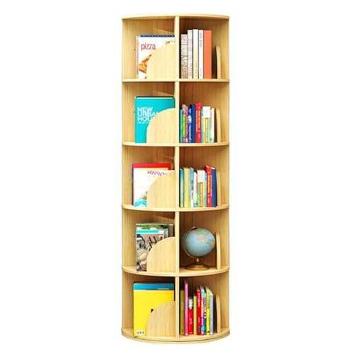 Bücherregal 360 Grad Drehbares Bücherregal Aus Holz 360 Display-Bodenregal Für Bücherregale Für Kinder Und Erwachsene (Color : Wood Color, S : 46 * 163cm) von MollyYou