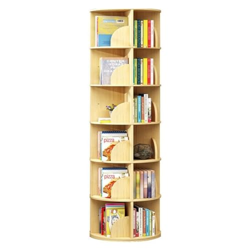 Bücherregal 360 Grad Drehbares Bücherregal Aus Holz 360 Display-Bodenregal Für Bücherregale Für Kinder Und Erwachsene (Color : Wood Color, S : 46 * 196cm) von MollyYou