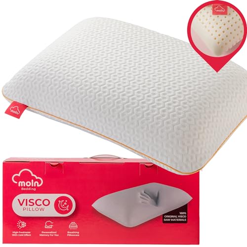 Moln Atmungsaktives Memory Foam Kissen 40x60 Orthopädisches Visco Kopfkissen 15cm Höhe Ergonomisches Nackenstützkissen Anti Schnarch Pillow 100% Visco Füllung mit Waschbarem Bezug von Moln