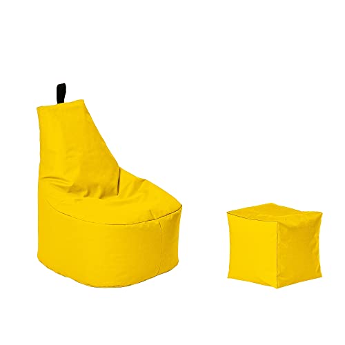 Momiralland Classic Sitzsack XL - XXL mit Hocker Sitzkissen BodenKissen Sessel In- & Outdoor geeignet Gaming Sitzsack für Erwachsene und Kinder… (Gelb, XXL - Durchmesser 78 cm) von Momiralland