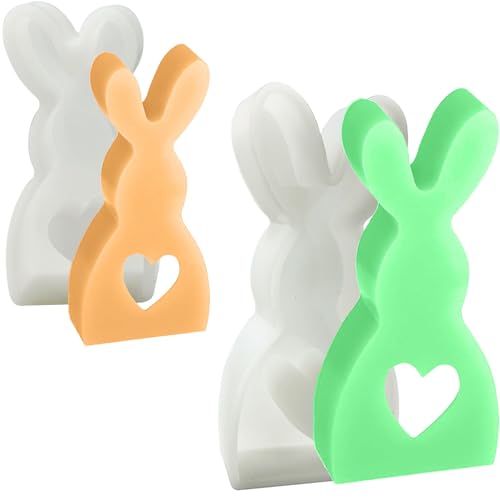 2 Stück Kaninchen Silikonformen Gießformen Ostern, DIY Silikonform Ostern, 3D Hasenform Gießformen Silikon, Silikonform Hase Backform, Osterhase Silikonform for Gips, Sojawachs Kerzen, Handwerk von MonoFresh