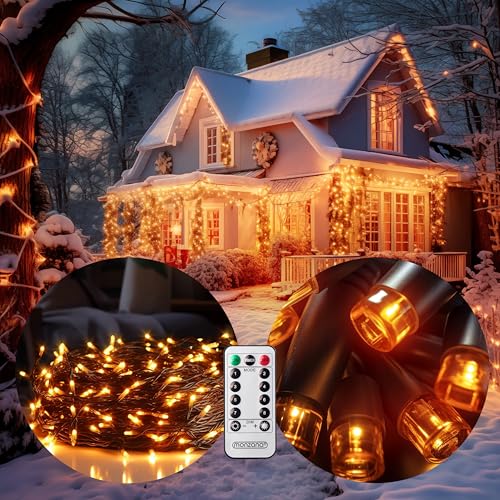 Monzana® 600 LED Lichterkette 60m mit Fernbedienung Timer Innen Außen 8 Modi Dimmbar IP44 Wetterfest Stecker Weihnachten Weihnachtsbeleuchtung Warmweiß von Monzana