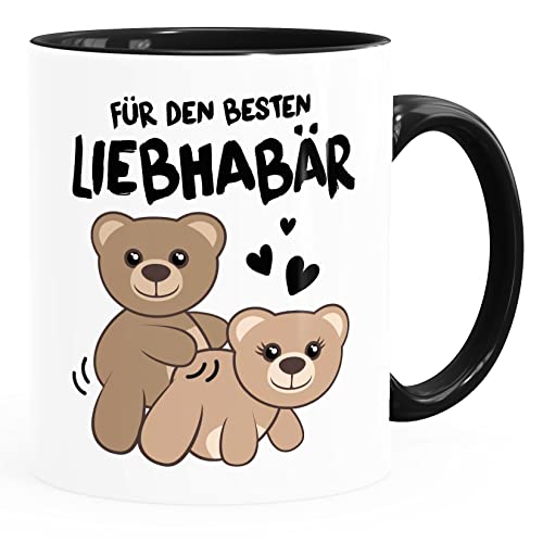 MoonWorks® Kaffee-Tasse Liebe lustig Bär Geschenk Partner Mann Liebhaber Jahrestag Valentinstag weiß-innen-schwarz standard von MoonWorks