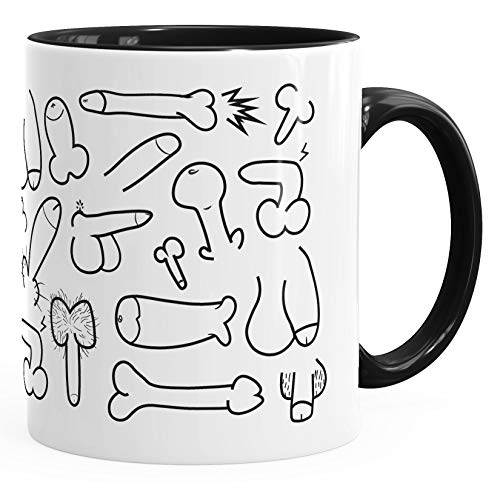 MoonWorks® Kaffee-Tasse Penis-Muster Penisse Fun-Tasse Penis-Tasse Pimmel-Tasse Büro-Tasse schwarz unisize von MoonWorks